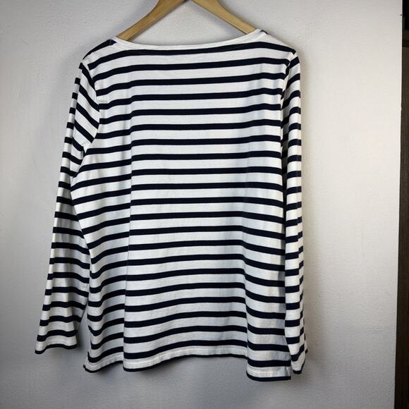 Talbots 1X Stripe Joy Wreath Crewneck Tee Long Sleeve Top Women’s Christmas XL - Picture 7 of 12